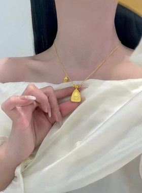 深圳水贝999足金5G黄金黄财神项链男女护身招财开运增强气场