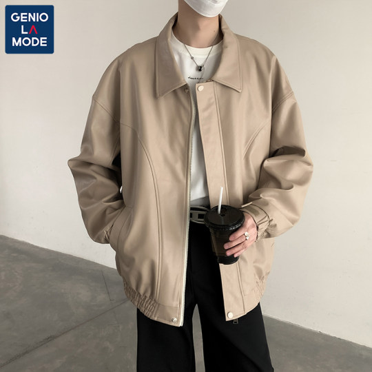 GENIOLAMODE皮衣外套男美式机车25冬季加绒男装痞帅飞行员夹克男