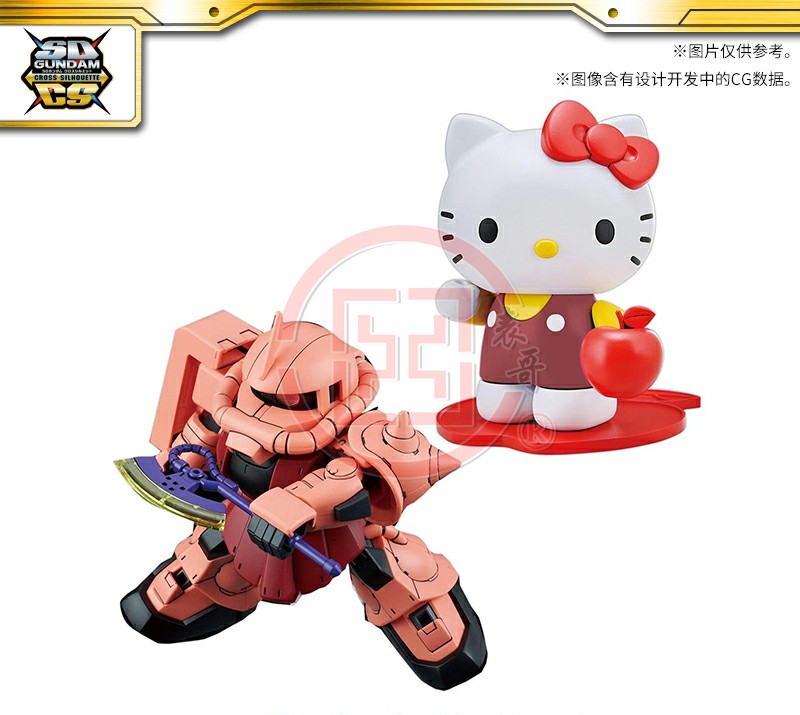 现货日本万代SDCS HelloKitty夏亚专用扎古II高达凯蒂猫拼装-图0