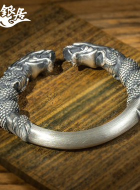 精工男士足银银饰品原创麻花手镯