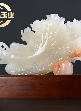 招财摆件天然玉石大白菜中式家居饰品玄关电视柜装饰开业公司送礼
