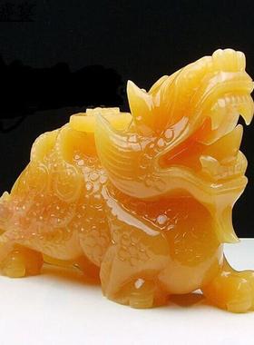 米黄玉黄玉客厅貔貅摆件玉石天然