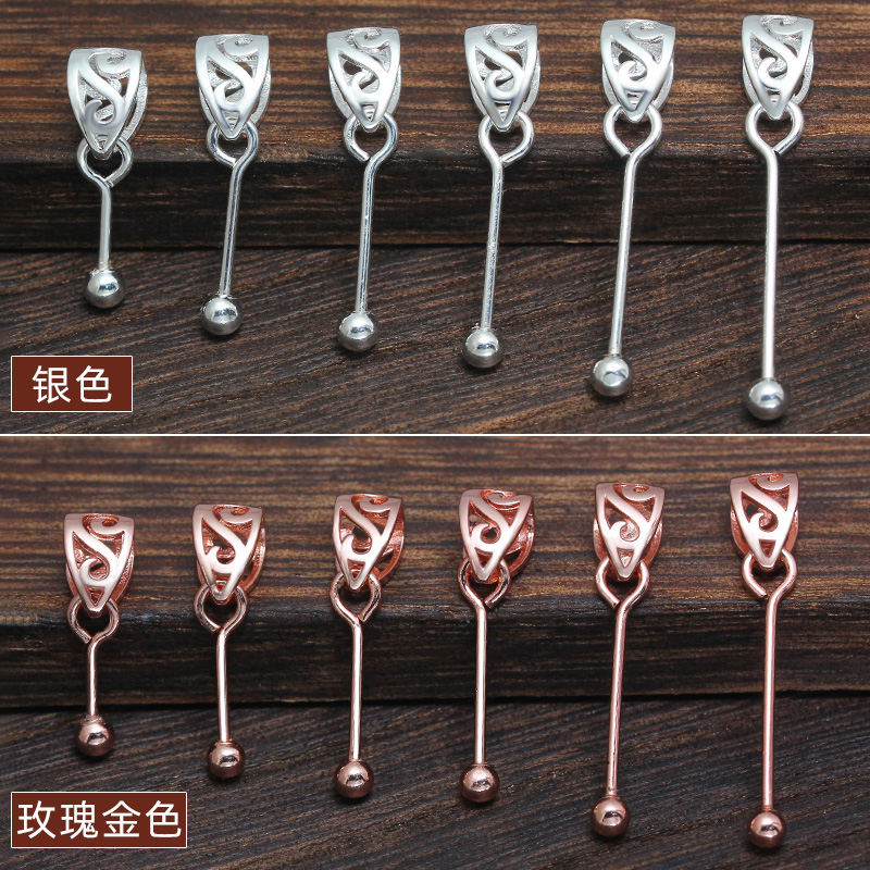 手工DIY串珠配件S925纯银水晶珍珠蜜蜡珠螺纹空托螺丝珠子吊坠托 - 图2