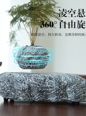 磁悬浮盆栽花创意盆景植物负离子净化空气AI智能音响家居办公摆件