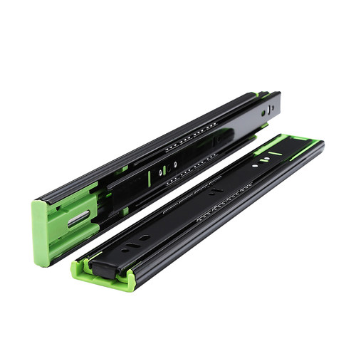 抽屉轨道三节钢珠加厚滑导缓冲阻尼静音自吸家具用衣柜抽屉滑轨 - 图3