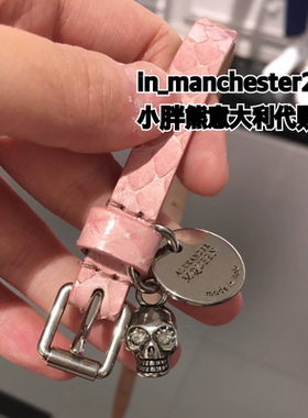 ALEXANDER MCQUEEN 经典骷髅头男女情侣真皮手带手镯手绳手环正品