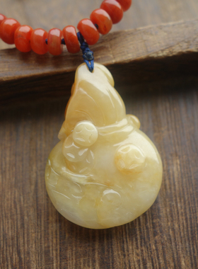 天然翡翠钱袋子吊坠招财