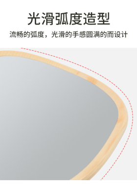纹绣复古便携可爱木柄小镜子手