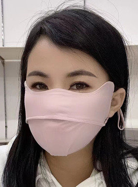 W型护眼角防紫外线防晒锦纶冰丝口罩开孔透气冰凉遮阳面纱面罩女