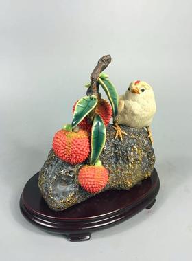 客厅荔枝摆件乐在其中小鸡