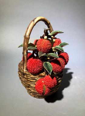 客厅酒柜桌面摆件荔枝果篮