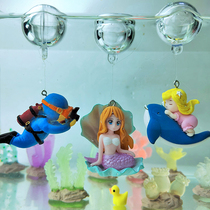 Creative fish tank Aquarium Fabrication swing piece Decoration Floating Divers Mermaid Suspended Pendulum seafront World