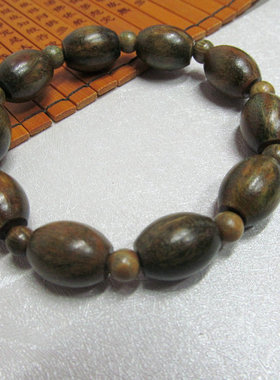 天然绿檀木佛珠手链檀香木男女款