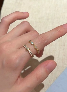 小巧细圈戒指女百搭时尚甜美叠戴几何小众开口指环小清新食指戒潮