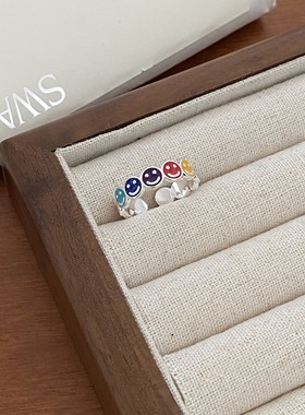 叠戴百搭个性开口戒指女复古地摊街头风时尚嘻哈指环几何食指戒潮