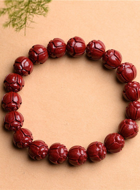 朱砂紫砂六字真言男女手链莲花