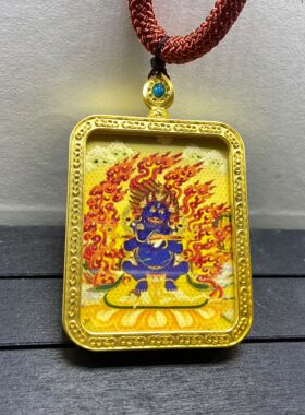 绿度母莲花生大师嘎乌盒吊坠