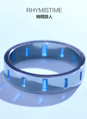 时光戒指银镀金情侣原创个性