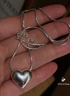 ins风高级感立体爱心吊坠项链