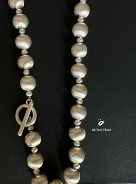 圆球拉丝猫眼珠项链女