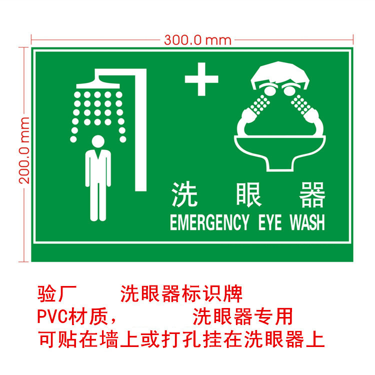 洗眼器警示牌喷淋洗眼冲洗标识牌指示操作步骤示意便携式操作图-图1