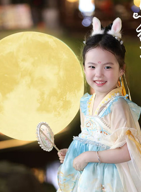 儿童周岁铃兰团扇小女孩掌中扇中国风刺绣小扇子女童舞蹈走秀汉服