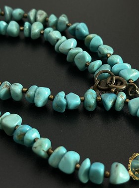 美国进口天然绿松石原矿无优化vintage中古原石复古项链Y11