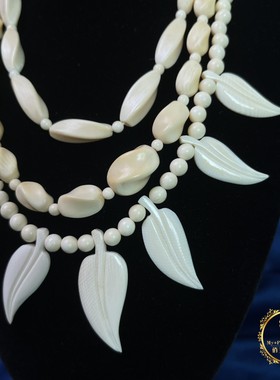 vintage日本天然有机温润白色宝石老物件古董首饰中古项链Z15