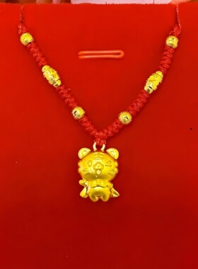 越南沙金十二生肖马吊坠男女款仿黄金色本命年红绳项链大人儿童款