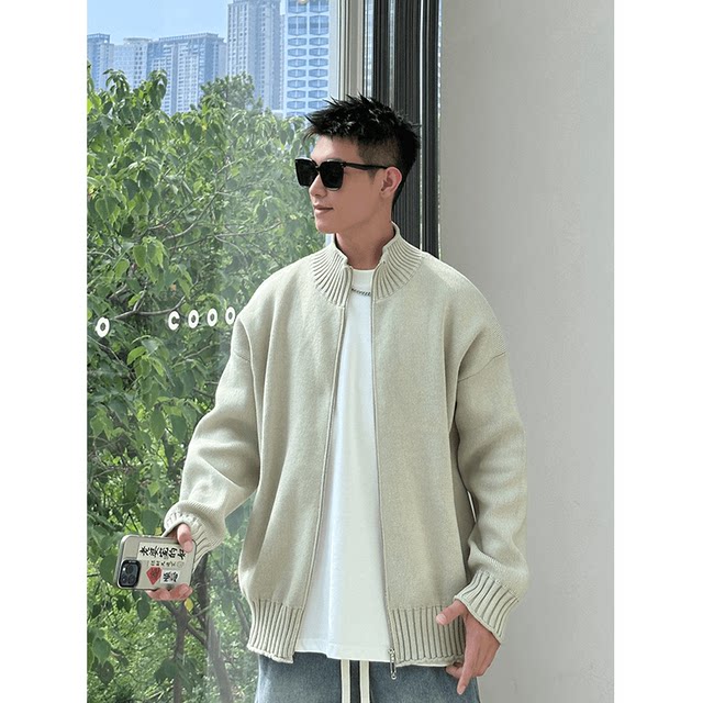 Sweater American High Street Letter Cardigan ແບບຄູ່