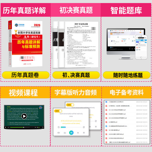 未来教育备考2026年全国大学生英语竞赛A类历年真题详解押题试卷答案解析含2023年大学英语竞赛a类考试初决赛真题大英赛试题neccs - 图0