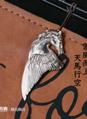 吾蟲复古暗黑飞马胸针