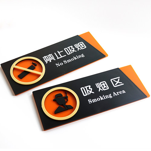 立体门牌亚克力UV标识牌禁止吸烟请勿吸烟洗手间温馨提示小心台阶小心玻璃当心触电便后请冲水节约用水标志贴 - 图3