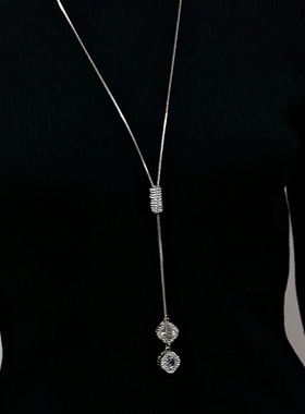 水晶长款高档时尚风配饰毛衣链