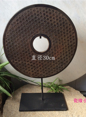 简约新款瓷缘小轩新玉片平安扣玉璧桌面酒店摆件客厅素面玉盘现代