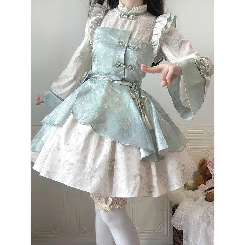 现货【竹杳】洛丽塔甜诱少女原创中式改良旗袍lolita汉服OP连衣裙 - 图0