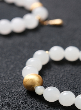 【青阳白雪】天然和田玉10mm羊脂白玉冰胶老坑料无裂女款设计手串