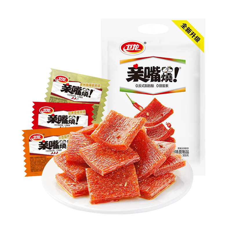 卫龙辣条亲嘴烧300g麻辣香辣味零食品经典小吃大刀肉怀旧儿时辣片 - 图3