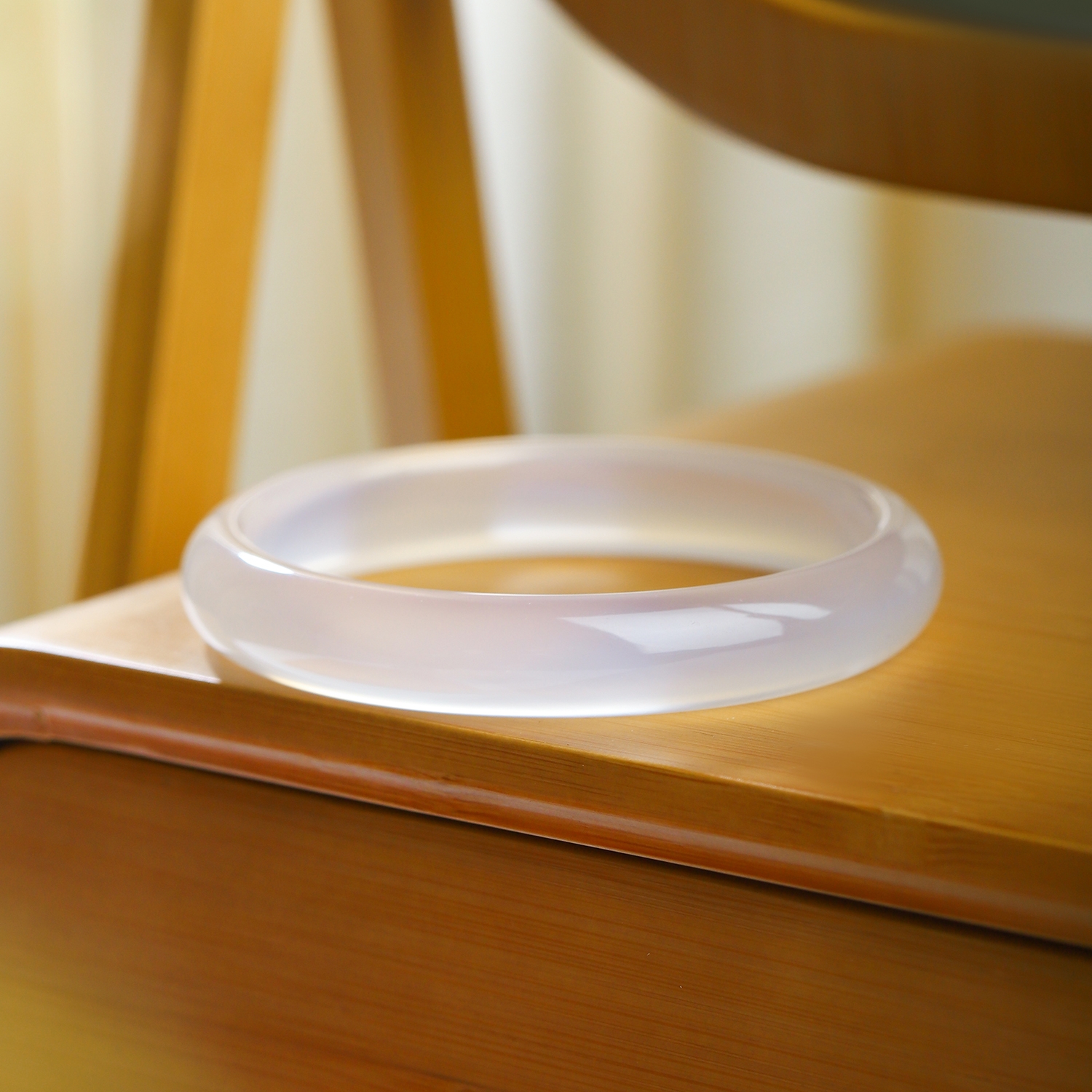 天然白月光玉髓手镯冰种玉石镯子荔枝冻玛瑙手镯女款中式国风玉镯 - 图2