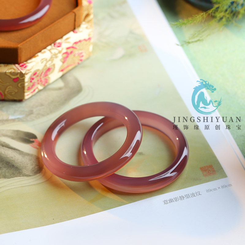 瑾饰缘 冰种帝王紫玉髓手镯玛瑙镯子葡萄紫玉石手镯女圆条贵妃镯 - 图0