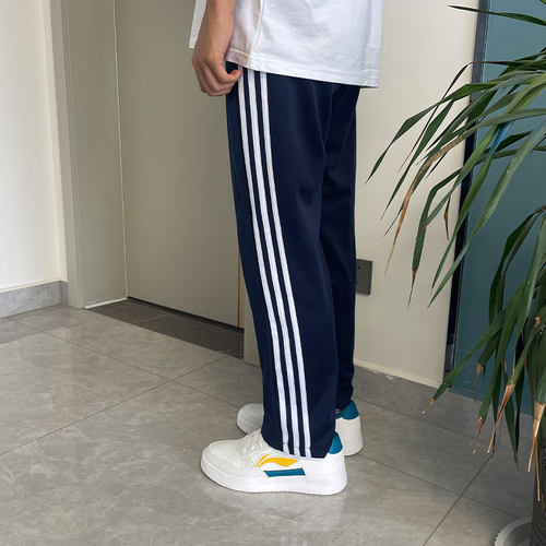 校服裤子小学生初高中两条杠三道夏季薄款春秋厚款宽松藏青藏蓝色 - 图3