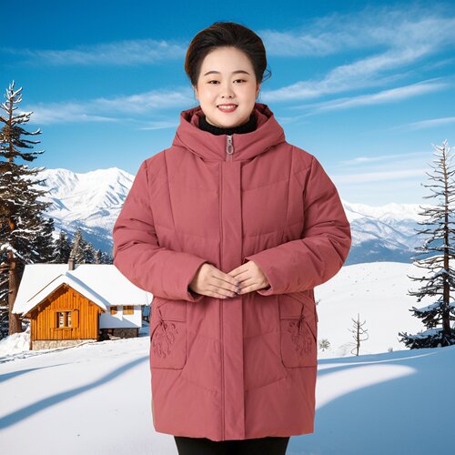 特体加肥大码女装羽绒服中长款厚外套冬装新款中年胖妈妈装白鸭绒 - 图1
