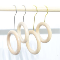 Clothing Store Clothes Hanger Show Shelf Wood Circle Solid Wood Scarf Rack Hanger Rings Hanging Window Display