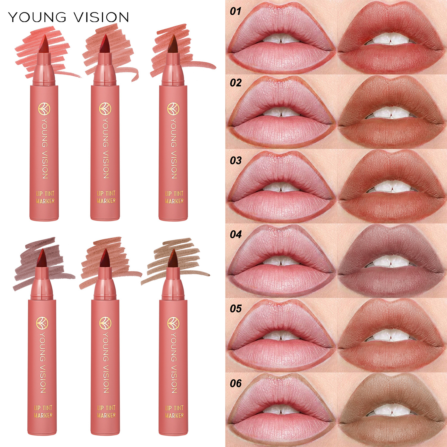 Lip Tint Pen, available in 6 colors, with a matte finish. - 图2
