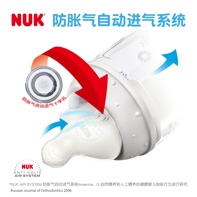 NUK德国迪士尼卡通塑料PP奶瓶宽口径耐摔硅胶防胀气仿母乳实感