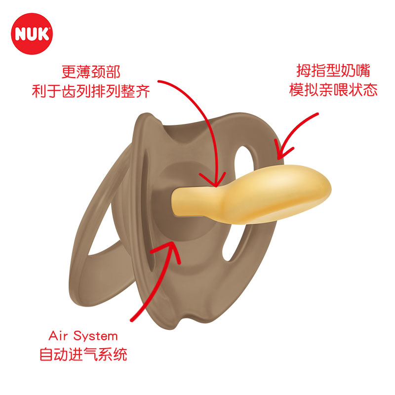 NUK德国进口自然系列安抚奶嘴婴儿防胀气0到3-6个月一岁以上宝宝