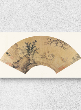 唐寅 烹茶图 行书扇面 山水国画 临摹学习 纸本绢布 微喷复制
