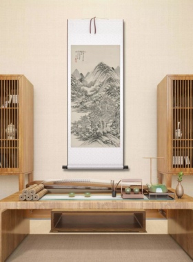 王时敏 仙山楼阁图 古代名家字画 山水图 书房装饰 艺术微喷复制