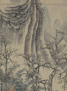 清代 高简 为迎年作山水图 国画立轴 墙面装饰 纸本绢布 微喷复制