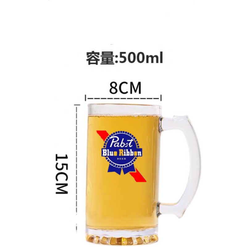 蓝带专用加厚啤酒杯商用扎啤杯小麦精酿啤酒杯500ml啤酒杯定制 - 图3